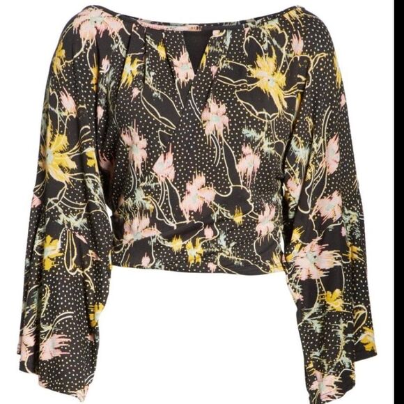 Free people medium crossed front cropped floral top - Picture 3 of 8